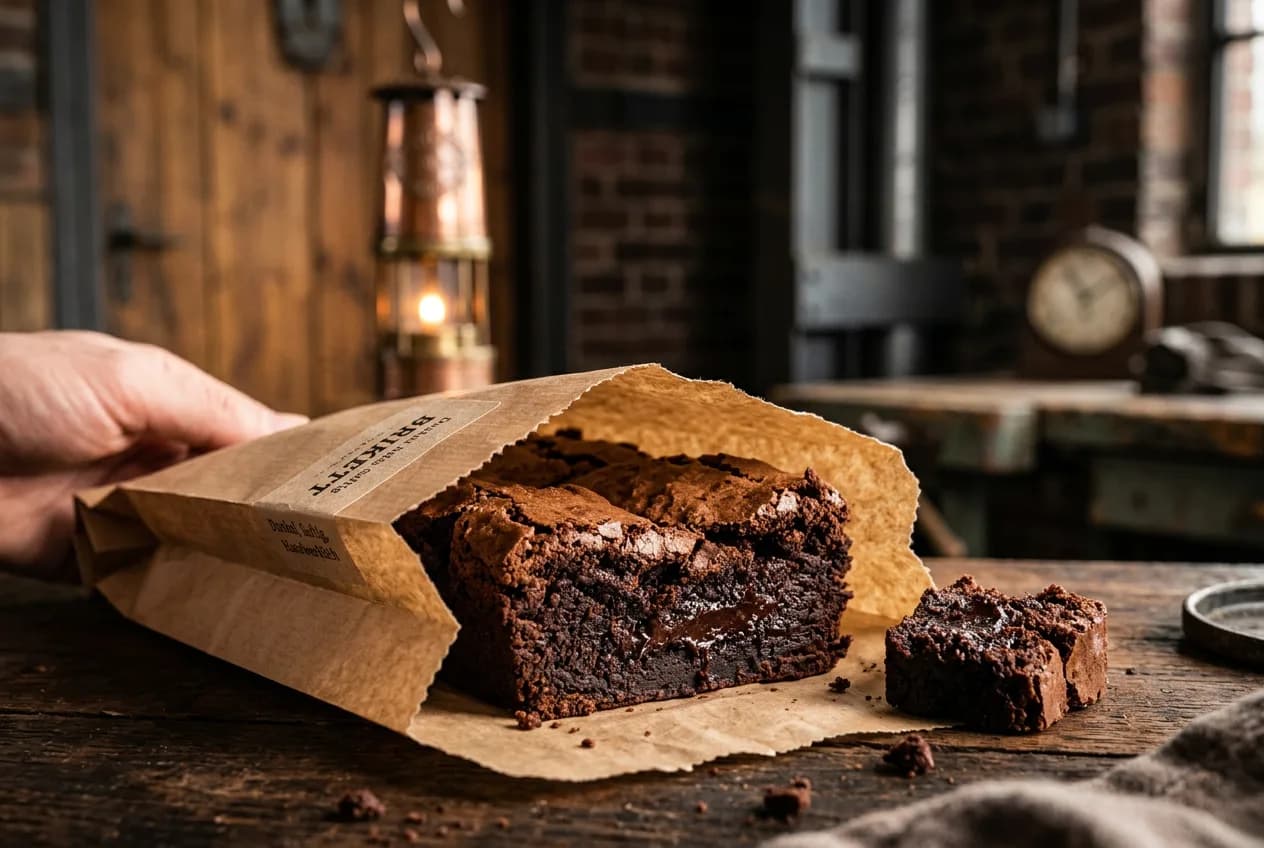 Brikett — Brownie — saftig, dunkel, mit knuspriger Kruste