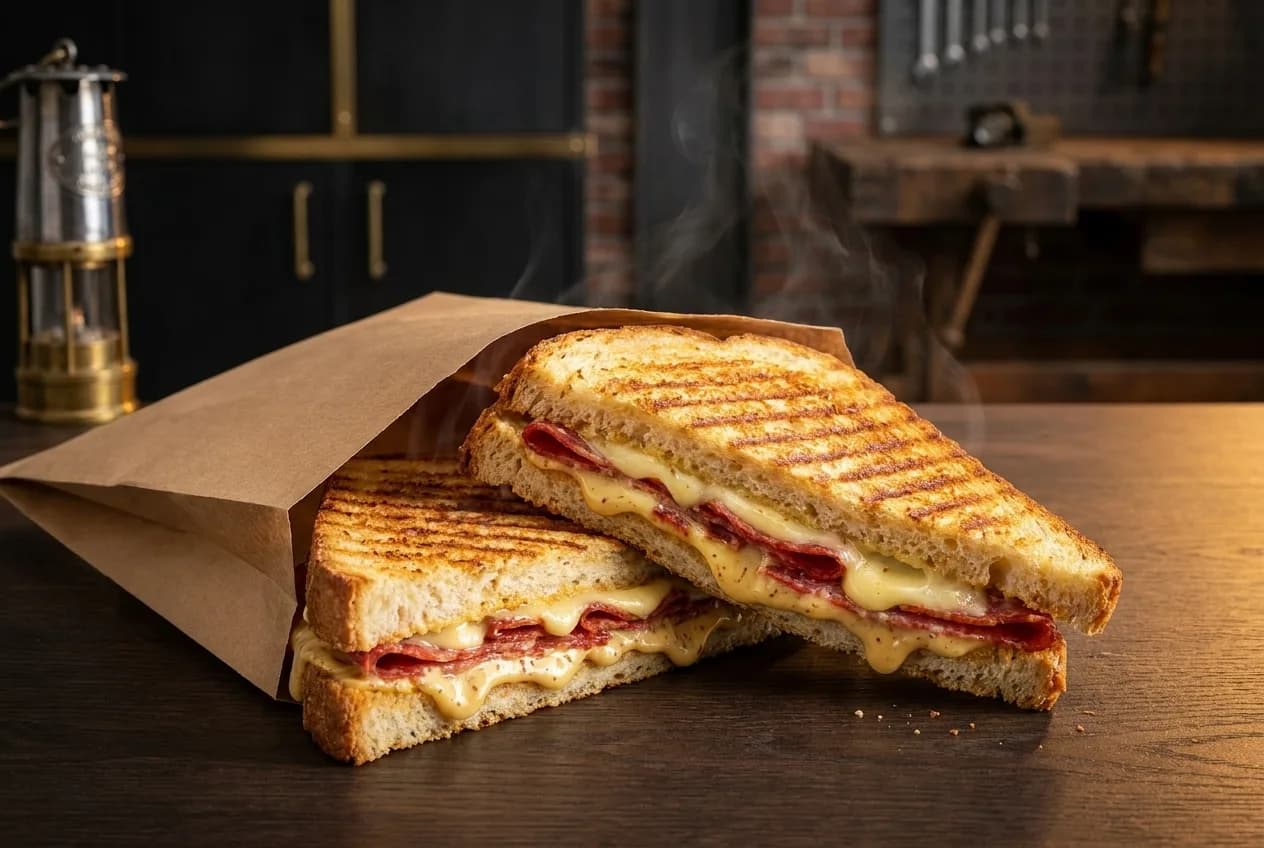 Feuer im Flöz — Rinder-Peperoni-Salami · Allgäuer Schmelzkäse · Honig-Senf-Sauce